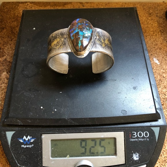 Sterling Silver, 14k gold, Boulder Opal Cuff - Picture 8 of 8